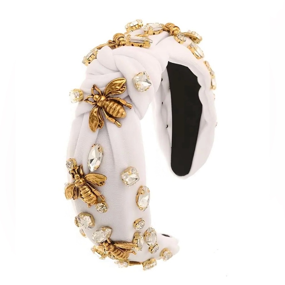 Elle Copper Bee Rhinestone White Headband
